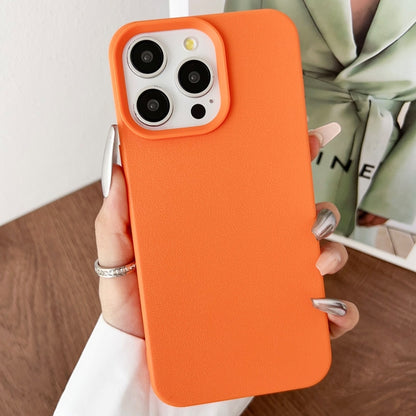 For iPhone 16 Pro Max Leather Texture TPU Full Coverage Phone Case(Orange) by buy2fix