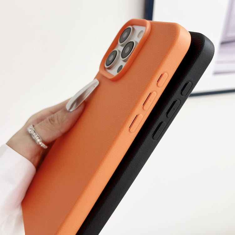 For iPhone 16 Pro Leather Texture TPU Full Coverage Phone Case(Orange) by buy2fix