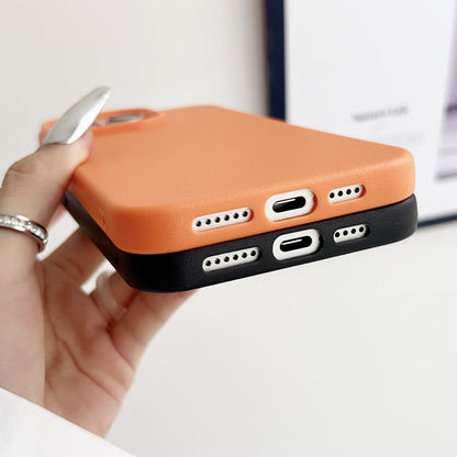For iPhone 16 Pro Max Leather Texture TPU Full Coverage Phone Case(Orange) by buy2fix