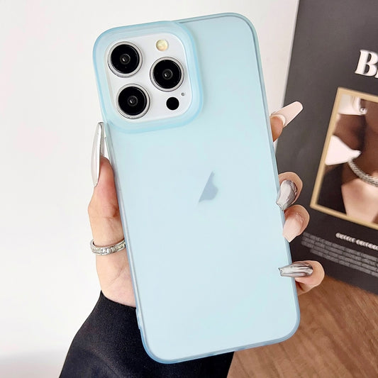 For iPhone 16 Pro Frosted Translucent TPU Full Coverage Phone Case(Light Blue) by buy2fix