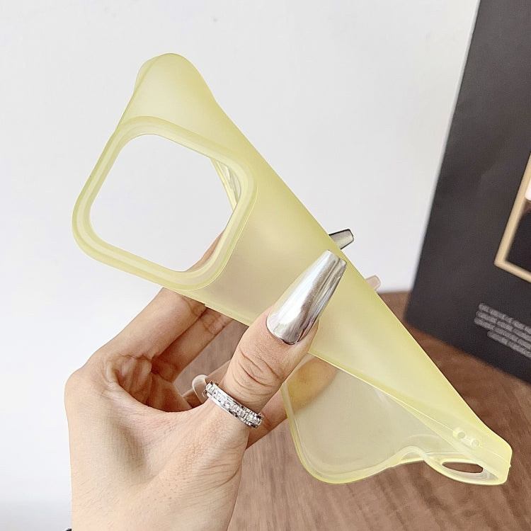 For iPhone 16 Pro Frosted Translucent TPU Full Coverage Phone Case(Yellow) by buy2fix