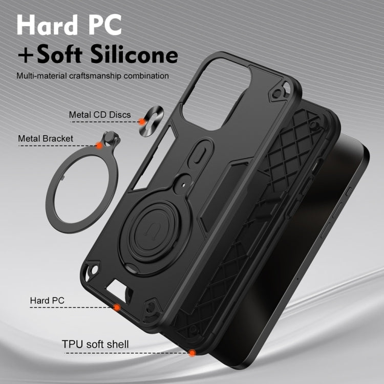 For Samsung Galaxy S25+ 5G Metal Ring 360 Degree Rotating Holder PC Hybrid TPU Phone Case(Black) by buy2fix