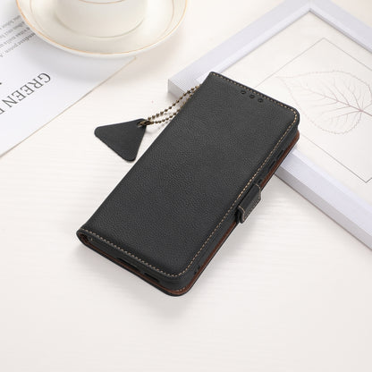 For Samsung Galaxy A06 4G Side-Magnetic TJ Genuine Leather RFID Phone Case(Black) - Galaxy Phone Cases by buy2fix | Online Shopping UK | buy2fix