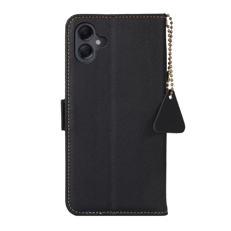 For Samsung Galaxy A06 4G Side-Magnetic TJ Genuine Leather RFID Phone Case(Black) - Galaxy Phone Cases by buy2fix | Online Shopping UK | buy2fix
