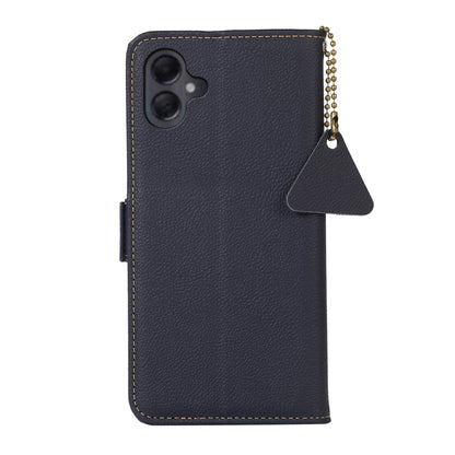For Samsung Galaxy A06 4G Side-Magnetic TJ Genuine Leather RFID Phone Case(Blue) - Galaxy Phone Cases by buy2fix | Online Shopping UK | buy2fix