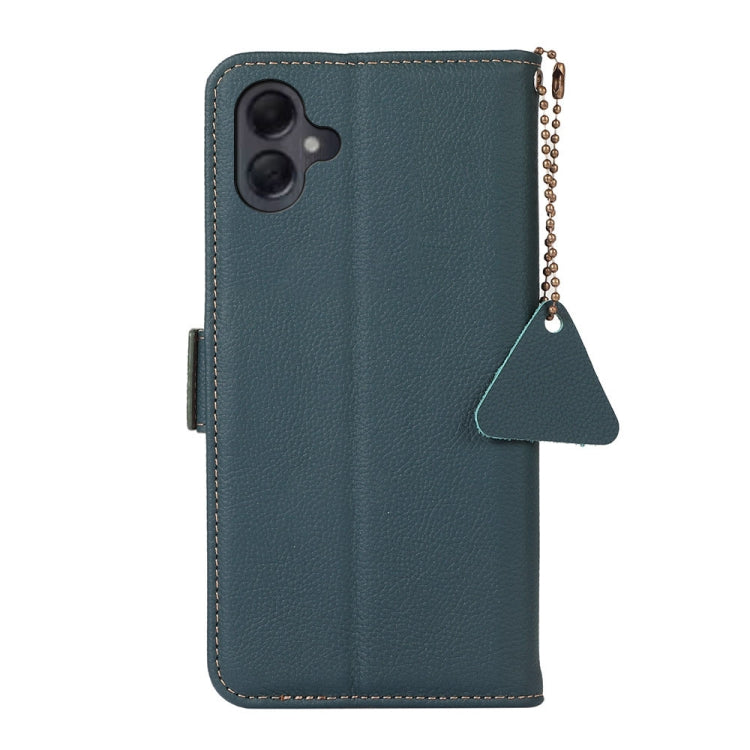 For Samsung Galaxy A06 4G Side-Magnetic TJ Genuine Leather RFID Phone Case(Green) - Galaxy Phone Cases by buy2fix | Online Shopping UK | buy2fix