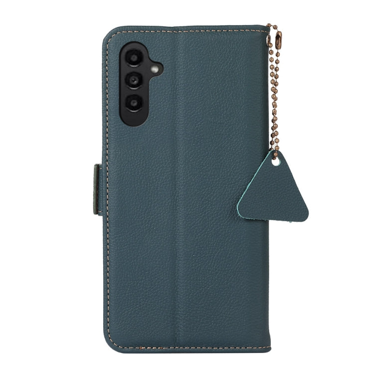 For Samsung Galaxy A36 Side-Magnetic TJ Genuine Leather RFID Phone Case(Green) - Galaxy Phone Cases by buy2fix | Online Shopping UK | buy2fix