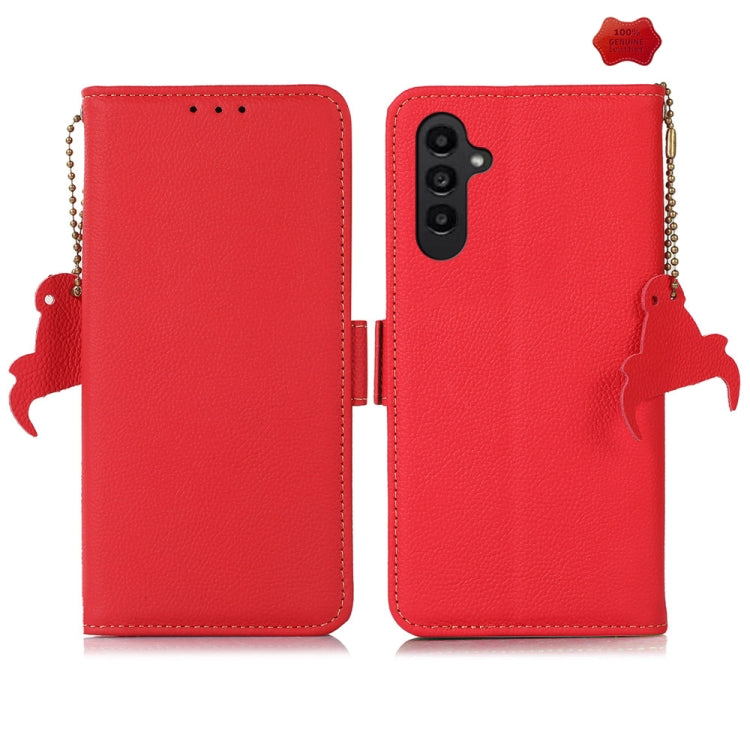 For Samsung Galaxy A26 5G Side-Magnetic TJ Genuine Leather RFID Phone Case(Red) - Galaxy Phone Cases by buy2fix | Online Shopping UK | buy2fix