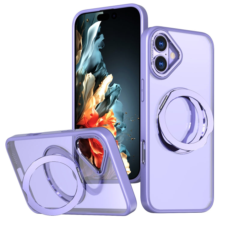 For iPhone 16 Wing Series MagSafe Magnetic Ring Holder Phone Case(Light Purple) by buy2fix