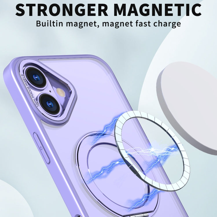 For iPhone 16 Wing Series MagSafe Magnetic Ring Holder Phone Case(Light Purple) by buy2fix