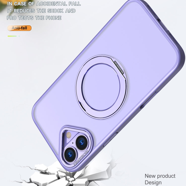 For iPhone 16 Wing Series MagSafe Magnetic Ring Holder Phone Case(Light Purple) by buy2fix