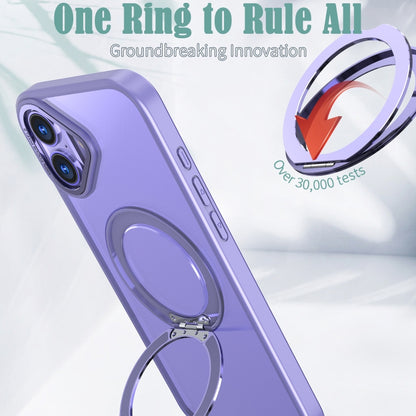 For iPhone 16 Wing Series MagSafe Magnetic Ring Holder Phone Case(Light Purple) by buy2fix