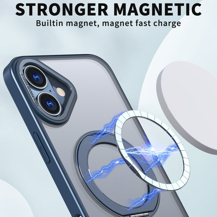 For iPhone 16 Wing Series MagSafe Magnetic Ring Holder Phone Case(Blue) by buy2fix
