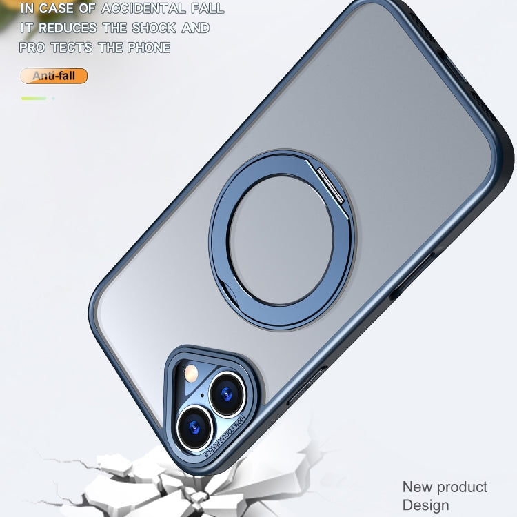 For iPhone 16 Wing Series MagSafe Magnetic Ring Holder Phone Case(Blue) by buy2fix