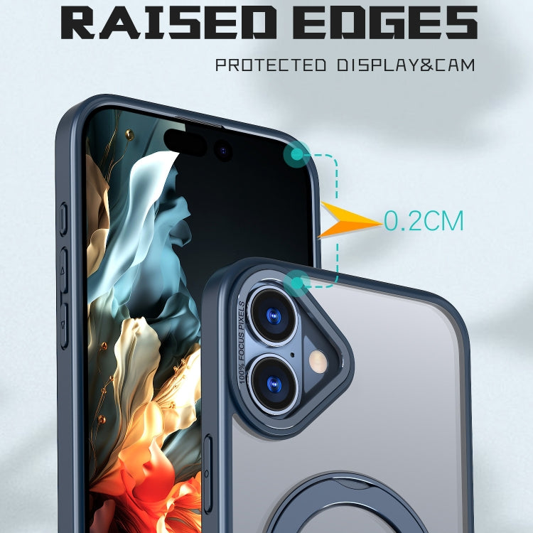 For iPhone 16 Wing Series MagSafe Magnetic Ring Holder Phone Case(Blue) by buy2fix