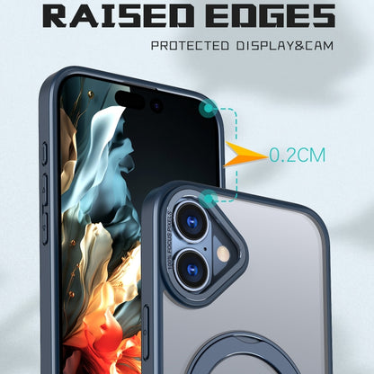 For iPhone 16 Wing Series MagSafe Magnetic Ring Holder Phone Case(Blue) by buy2fix