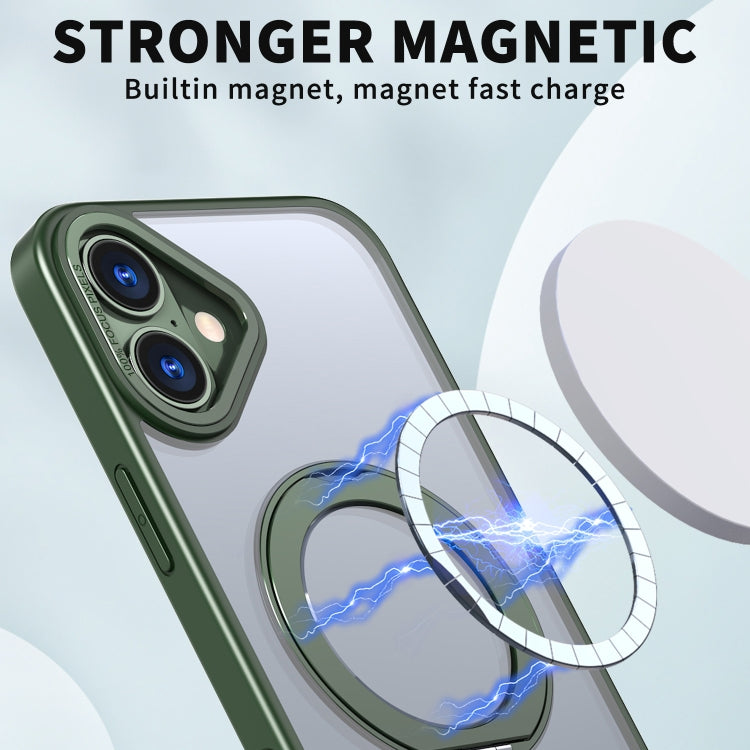 For iPhone 16 Wing Series MagSafe Magnetic Ring Holder Phone Case(Green) by buy2fix