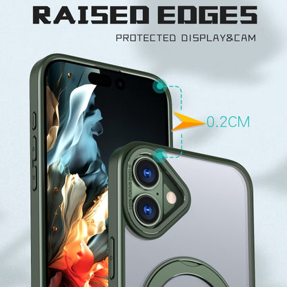 For iPhone 16 Wing Series MagSafe Magnetic Ring Holder Phone Case(Green) by buy2fix