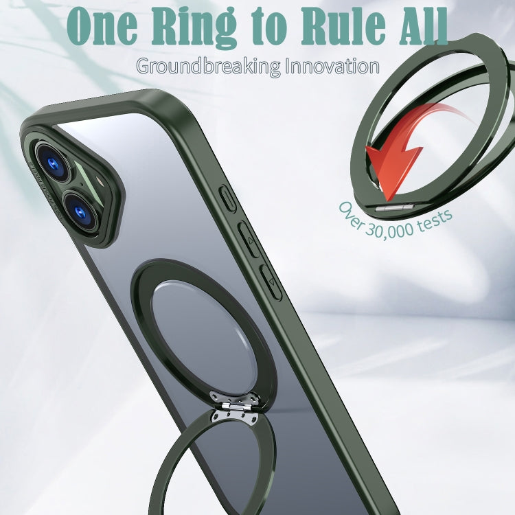 For iPhone 16 Wing Series MagSafe Magnetic Ring Holder Phone Case(Green) by buy2fix