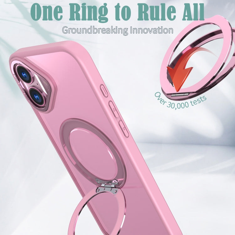 For iPhone 16 Wing Series MagSafe Magnetic Ring Holder Phone Case(Pink) by buy2fix