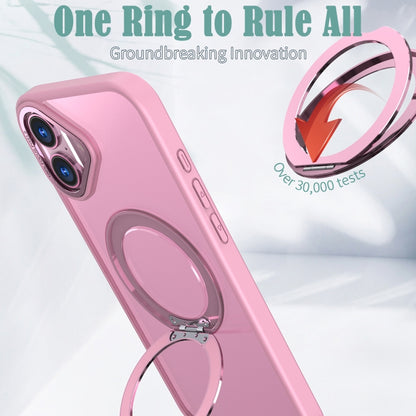 For iPhone 16 Wing Series MagSafe Magnetic Ring Holder Phone Case(Pink) by buy2fix