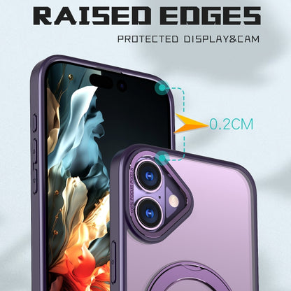 For iPhone 16 Wing Series MagSafe Magnetic Ring Holder Phone Case(Dark Purple) by buy2fix