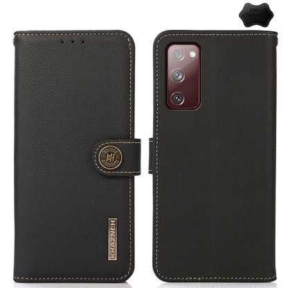 For Samsung Galaxy A16 5G KHAZNEH Custer Genuine Leather RFID Phone Case(Black) - Galaxy Phone Cases by buy2fix | Online Shopping UK | buy2fix