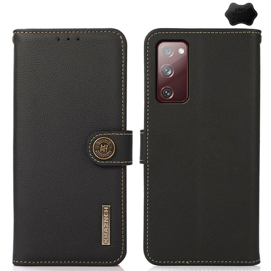 For Samsung Galaxy A16 5G KHAZNEH Custer Genuine Leather RFID Phone Case(Black) - Galaxy Phone Cases by buy2fix | Online Shopping UK | buy2fix