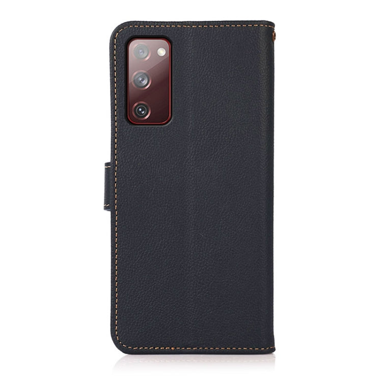 For Samsung Galaxy A16 5G KHAZNEH Custer Genuine Leather RFID Phone Case(Blue) - Galaxy Phone Cases by buy2fix | Online Shopping UK | buy2fix