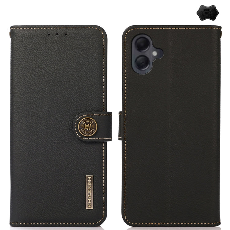 For Samsung Galaxy A06 4G KHAZNEH Custer Genuine Leather RFID Phone Case(Black) - Galaxy Phone Cases by buy2fix | Online Shopping UK | buy2fix