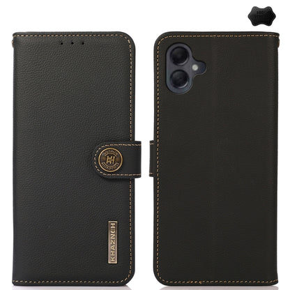 For Samsung Galaxy A06 4G KHAZNEH Custer Genuine Leather RFID Phone Case(Black) - Galaxy Phone Cases by buy2fix | Online Shopping UK | buy2fix