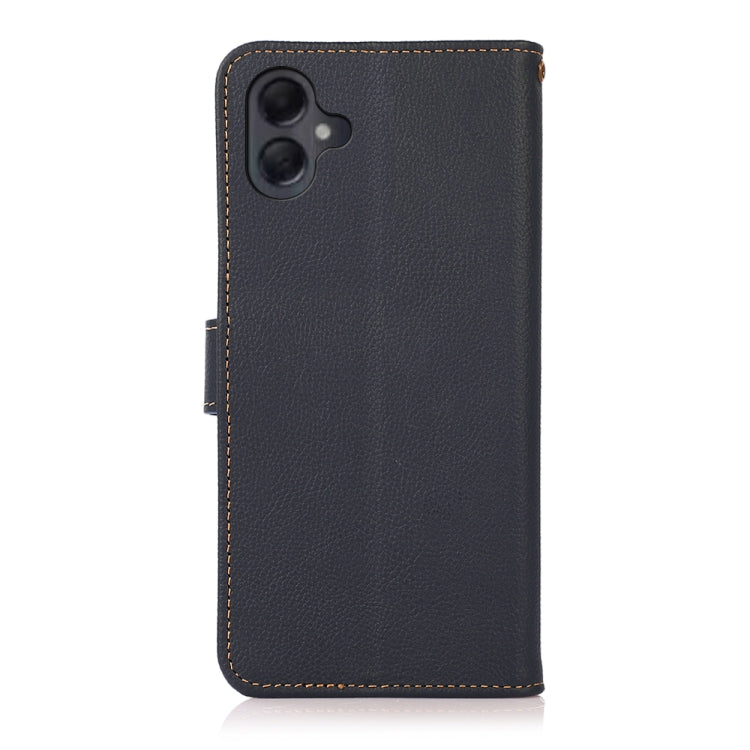 For Samsung Galaxy A06 4G KHAZNEH Custer Genuine Leather RFID Phone Case(Blue) - Galaxy Phone Cases by buy2fix | Online Shopping UK | buy2fix