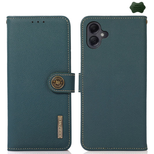 For Samsung Galaxy A06 4G KHAZNEH Custer Genuine Leather RFID Phone Case(Green) - Galaxy Phone Cases by buy2fix | Online Shopping UK | buy2fix