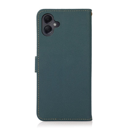 For Samsung Galaxy A06 4G KHAZNEH Custer Genuine Leather RFID Phone Case(Green) - Galaxy Phone Cases by buy2fix | Online Shopping UK | buy2fix