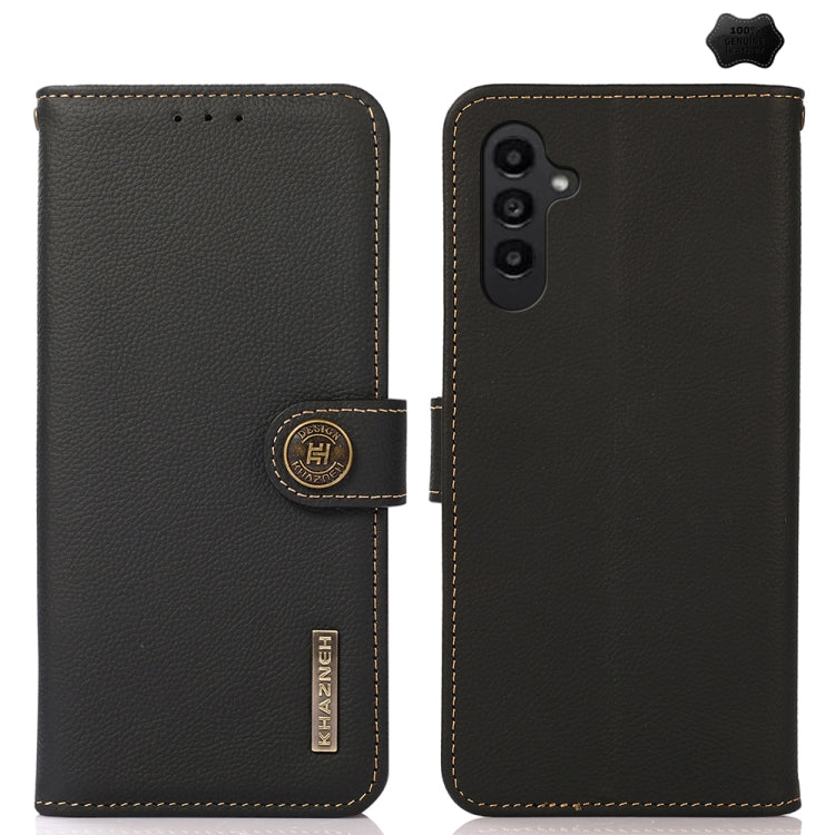 For Samsung Galaxy A56 5G KHAZNEH Custer Genuine Leather RFID Phone Case(Black) - Galaxy Phone Cases by buy2fix | Online Shopping UK | buy2fix