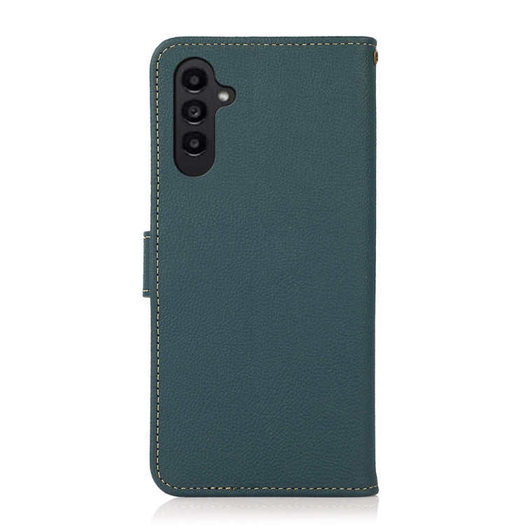 For Samsung Galaxy A56 5G KHAZNEH Custer Genuine Leather RFID Phone Case(Green) - Galaxy Phone Cases by buy2fix | Online Shopping UK | buy2fix
