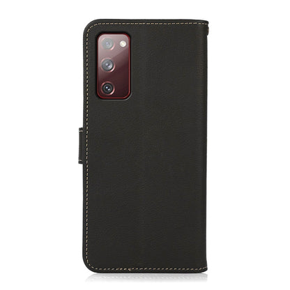 For Samsung Galaxy M35 KHAZNEH Custer Genuine Leather RFID Phone Case(Black) - Galaxy Phone Cases by buy2fix | Online Shopping UK | buy2fix