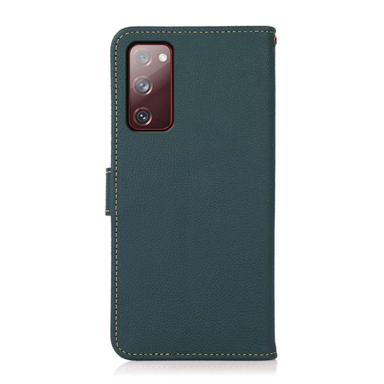 For Samsung Galaxy M35 KHAZNEH Custer Genuine Leather RFID Phone Case(Green) - Galaxy Phone Cases by buy2fix | Online Shopping UK | buy2fix