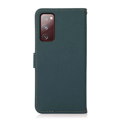 For Samsung Galaxy M35 KHAZNEH Custer Genuine Leather RFID Phone Case(Green) - Galaxy Phone Cases by buy2fix | Online Shopping UK | buy2fix