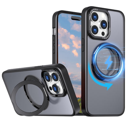 For iPhone 15 Pro Max Wing Series MagSafe Magnetic Ring Holder Phone Case(Black) - iPhone 15 Pro Max Cases by buy2fix | Online Shopping UK | buy2fix