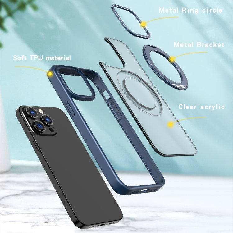 For iPhone 15 Pro Max Wing Series MagSafe Magnetic Ring Holder Phone Case(Blue) - iPhone 15 Pro Max Cases by buy2fix | Online Shopping UK | buy2fix