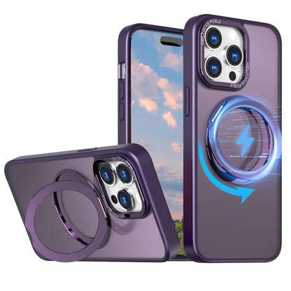 For iPhone 15 Pro Max Wing Series MagSafe Magnetic Ring Holder Phone Case(Dark Purple) - iPhone 15 Pro Max Cases by buy2fix | Online Shopping UK | buy2fix