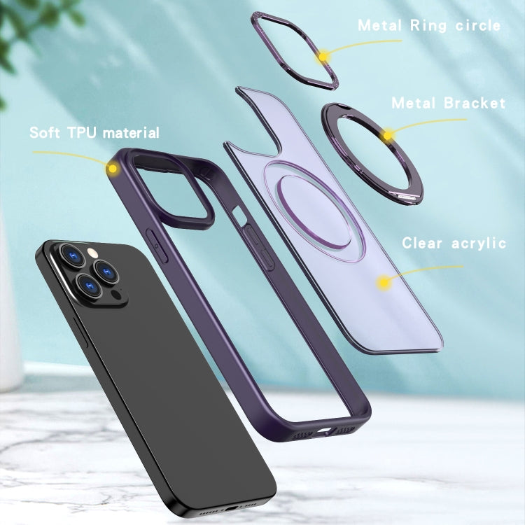 For iPhone 15 Pro Max Wing Series MagSafe Magnetic Ring Holder Phone Case(Dark Purple) - iPhone 15 Pro Max Cases by buy2fix | Online Shopping UK | buy2fix