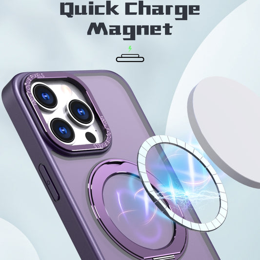 For iPhone 15 Pro Wing Series MagSafe Magnetic Ring Holder Phone Case(Dark Purple) - iPhone 15 Pro Cases by buy2fix | Online Shopping UK | buy2fix