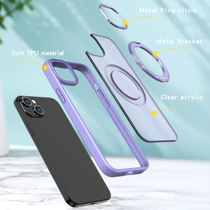 For iPhone 15 Wing Series MagSafe Magnetic Ring Holder Phone Case(Light Purple) - iPhone 15 Cases by buy2fix | Online Shopping UK | buy2fix