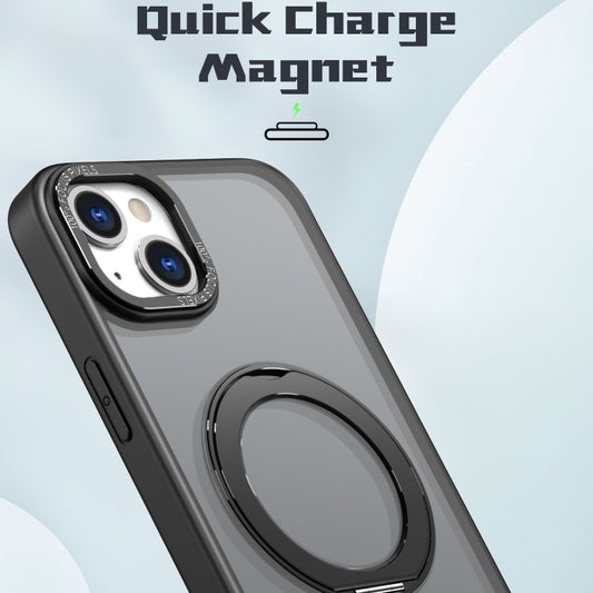For iPhone 15 Wing Series MagSafe Magnetic Ring Holder Phone Case(Black) - iPhone 15 Cases by buy2fix | Online Shopping UK | buy2fix