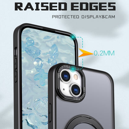 For iPhone 15 Wing Series MagSafe Magnetic Ring Holder Phone Case(Black) - iPhone 15 Cases by buy2fix | Online Shopping UK | buy2fix