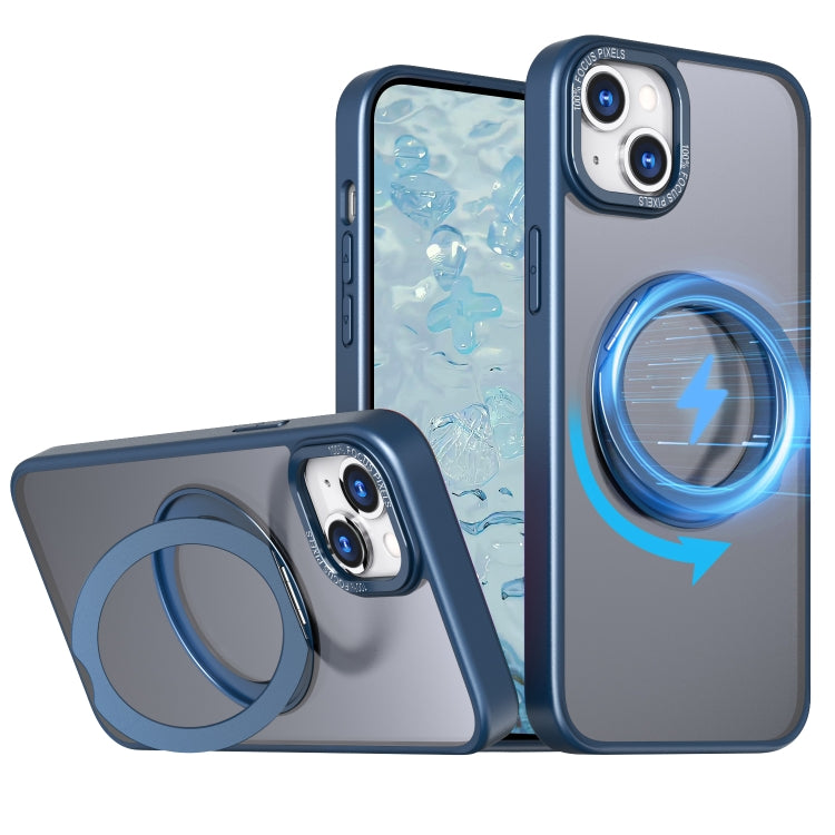 For iPhone 15 Wing Series MagSafe Magnetic Ring Holder Phone Case(Blue) - iPhone 15 Cases by buy2fix | Online Shopping UK | buy2fix