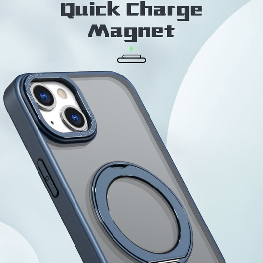 For iPhone 15 Wing Series MagSafe Magnetic Ring Holder Phone Case(Blue) - iPhone 15 Cases by buy2fix | Online Shopping UK | buy2fix
