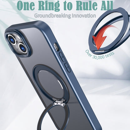 For iPhone 15 Wing Series MagSafe Magnetic Ring Holder Phone Case(Blue) - iPhone 15 Cases by buy2fix | Online Shopping UK | buy2fix